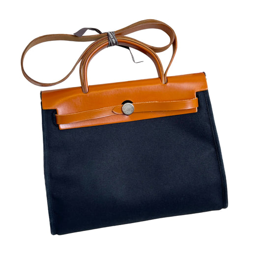 Hermès Herbag 31 in Black Canvas and Leather with Silver Hardware