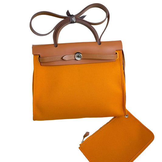 Hermès Herbag 31 in Orange with Silver Hardware
