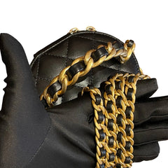 Chanel 22A Black Lambskin Mini Vanity Case with Chain Top Handle - Gold Hardware