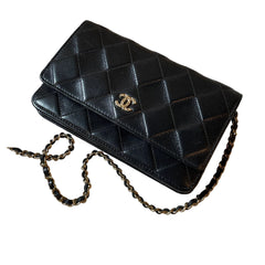 Chanel Classic Wallet On Chain (WOC) - Black Grained Calfskin Caviar with Gold Hardware