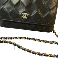 Chanel Classic Wallet On Chain (WOC) - Black Grained Calfskin Caviar with Gold Hardware