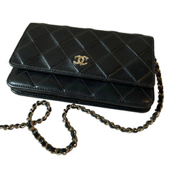 Chanel Classic Wallet On Chain (WOC) - Black Grained Calfskin Caviar with Gold Hardware