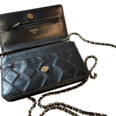 Chanel Classic Wallet On Chain (WOC) - Black Grained Calfskin Caviar with Gold Hardware