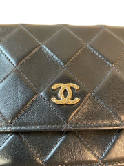 Chanel Classic Wallet On Chain (WOC) - Black Grained Calfskin Caviar with Gold Hardware