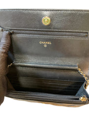 Chanel Classic Wallet On Chain (WOC) - Black Grained Calfskin Caviar with Gold Hardware