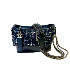 Chanel Small Gabrielle Hobo Bag - Black Tweed & Aged Calfskin