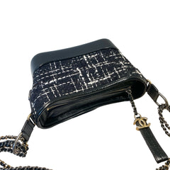 Chanel Small Gabrielle Hobo Bag - Black Tweed & Aged Calfskin