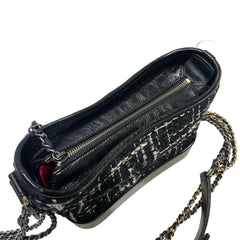 Chanel Small Gabrielle Hobo Bag - Black Tweed & Aged Calfskin