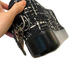 Chanel Small Gabrielle Hobo Bag - Black Tweed & Aged Calfskin