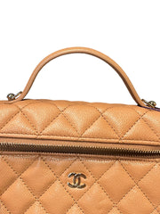 Chanel 25B Caramel Grained Calfskin Vanity Case Bag with Top Handle