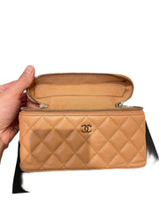 Chanel 25B Caramel Grained Calfskin Vanity Case Bag with Top Handle