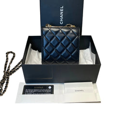 Chanel Mini Trendy CC Flap Bag - Black Lambskin with Gold-Tone Hardware