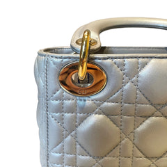 Christian Dior Mini Lady Dior Bag - Pearlescent Grey Cannage Lambskin