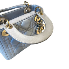 Christian Dior Mini Lady Dior Bag - Pearlescent Grey Cannage Lambskin