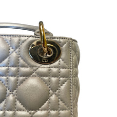 Christian Dior Mini Lady Dior Bag - Pearlescent Grey Cannage Lambskin
