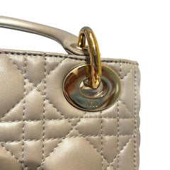 Christian Dior Mini Lady Dior Bag - Pearlescent Grey Cannage Lambskin