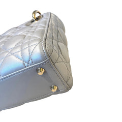 Christian Dior Mini Lady Dior Bag - Pearlescent Grey Cannage Lambskin