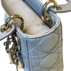 Christian Dior Mini Lady Dior Bag - Pearlescent Grey Cannage Lambskin