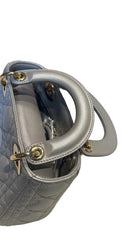 Christian Dior Mini Lady Dior Bag - Pearlescent Grey Cannage Lambskin