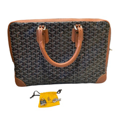 Goyard Ambassade MM Briefcase - Black & Tan Goyardine (15" Laptop Bag)