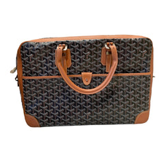 Goyard Ambassade MM Briefcase - Black & Tan Goyardine (15" Laptop Bag)