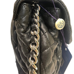 Chanel Black Quilted Lambskin Ruched "Dumpling" Flap Bag - Silver Hardware