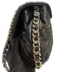 Chanel Black Quilted Lambskin Ruched "Dumpling" Flap Bag - Silver Hardware