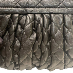 Chanel Black Quilted Lambskin Ruched "Dumpling" Flap Bag - Silver Hardware