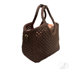 Miu Miu IVY Cotton Net Handbag - Japan Exclusive "Chestnut Brown" Mesh Tote