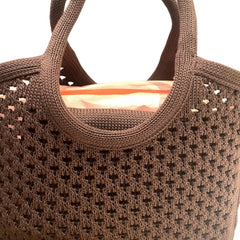 Miu Miu IVY Cotton Net Handbag - Japan Exclusive "Chestnut Brown" Mesh Tote