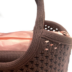 Miu Miu IVY Cotton Net Handbag - Japan Exclusive "Chestnut Brown" Mesh Tote