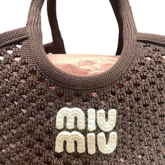Miu Miu IVY Cotton Net Handbag - Japan Exclusive "Chestnut Brown" Mesh Tote