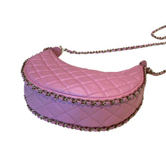 Chanel 23P Small Hobo Moon Bag - Pink Quilted Lambskin with Gold Hardware
