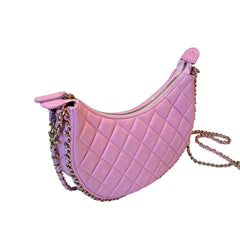 Chanel 23P Small Hobo Moon Bag - Pink Quilted Lambskin with Gold Hardware