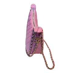 Chanel 23P Small Hobo Moon Bag - Pink Quilted Lambskin with Gold Hardware