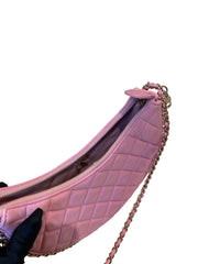 Chanel 23P Small Hobo Moon Bag - Pink Quilted Lambskin with Gold Hardware
