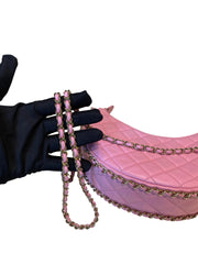 Chanel 23P Small Hobo Moon Bag - Pink Quilted Lambskin with Gold Hardware