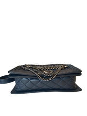 Chanel Navy Blue Tweed Multi-Strand Chain Le Boy Flap Bag - Limited Edition