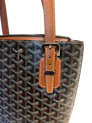 Goyard Artois PM Tote Bag - Black & Tan Goyardine Canvas