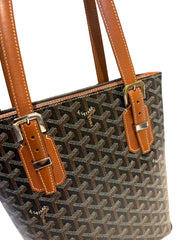 Goyard Artois PM Tote Bag - Black & Tan Goyardine Canvas