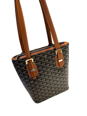 Goyard Mini Vertical Tote Bag - Black & Tan Goyardine (Rare 20cm Size)