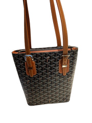 Goyard Mini Vertical Tote Bag - Black & Tan Goyardine (Rare 20cm Size)