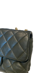 Chanel 22K Dark Green Lambskin Mini Flap Bag with Adjustable Gold Ball