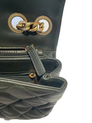 Chanel 22K Dark Green Lambskin Mini Flap Bag with Adjustable Gold Ball