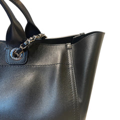 Chanel Black Grained Calfskin Studded Deauville Tote - Large Shopping Bag