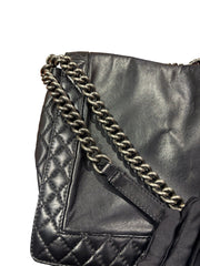 Chanel Large Le Boy Bag - Black Calfskin with Multi-Strand Draped Chains