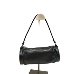Chrome Hearts Mini Barrel Bag - Black Leather with Apple Green Cross Patches