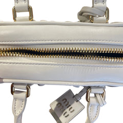 Miu Miu Matelassé Nappa Leather Top Handle Bag - White (Mini Bowling 20cm)