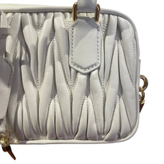 Miu Miu Matelassé Nappa Leather Top Handle Bag - White (Mini Bowling 20cm)