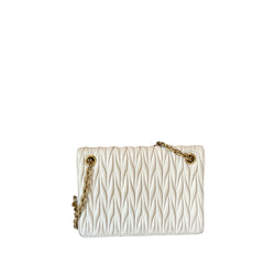 Miu Miu Matelassé Nappa Leather Chain Bag - White & Gold (19cm Mini)